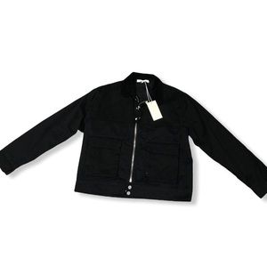 MnML LA Black Cropped Cargo Jacket Corduroy Collar